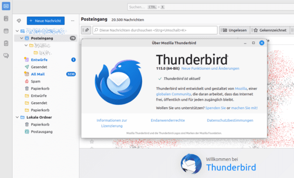 Thunderbird 115 Supernova ist verfügbar