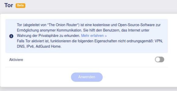 Tor-Modus aktivieren: The Onion Router
