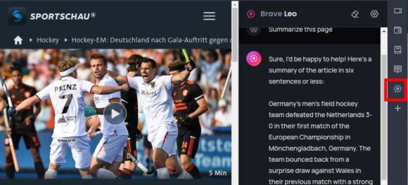 Brave Leo fasst Websites zusammen, die Du gerade besuchst …