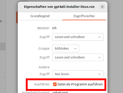 GPT4All – Installationsdatei ausführbare machen
