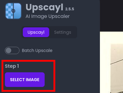 Upscayl – Schritt 1 – Bild auswählen