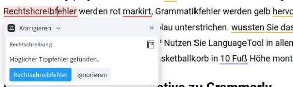LanguageTool funkioniert auch mit WordPress