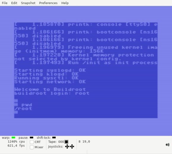 Linux auf dem C64 gestartet (Quelle: github.com)