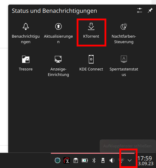 KTorrent beenden und den Computer dann herunterfahren