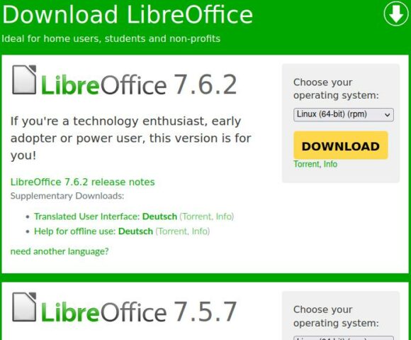 LibreOffice 7.6.2 Community und LibreOffice 7.5.7 Community