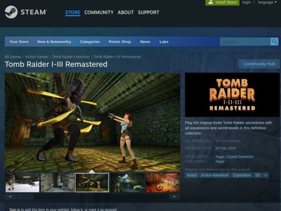 Tomb Rainder Remastered 2024 auch auf Steam