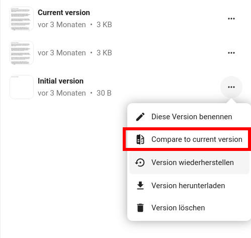 Ab sofort kannst Du Versionen direkt nebeneinander vergleichen