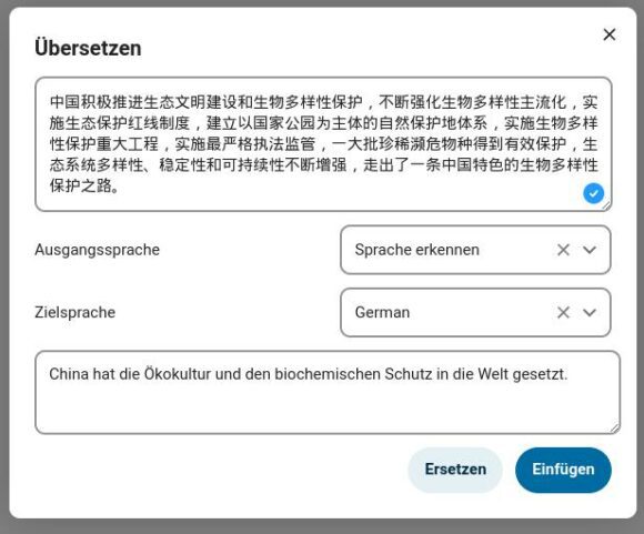 Chinesisch zu Deutsch