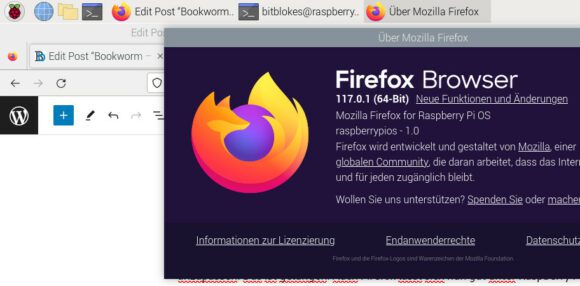 Firefox läuft nun gut auf Raspberry Pi OS Bookworm