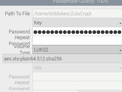 Passwort für zuluCrypt Verschlüsselung wählen