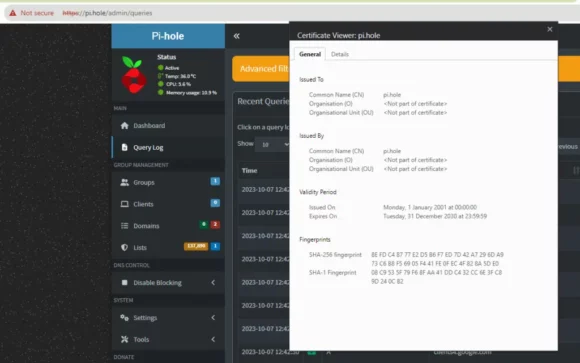 Pi-hole 6 kann HTTPS (Quelle: pi-hole.net)