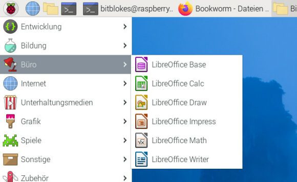 In der Full-Version ist LibreOffice in Raspberry Pi OS Bookworm vorinstalliert