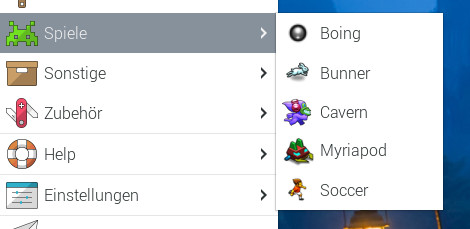 in Raspberry Pi OS Bookworm vorinstallierte Spiele