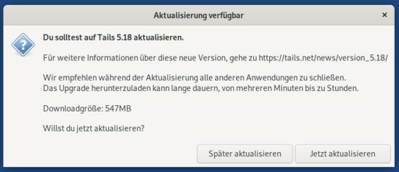 Tails 5.18 ist verfügbar
