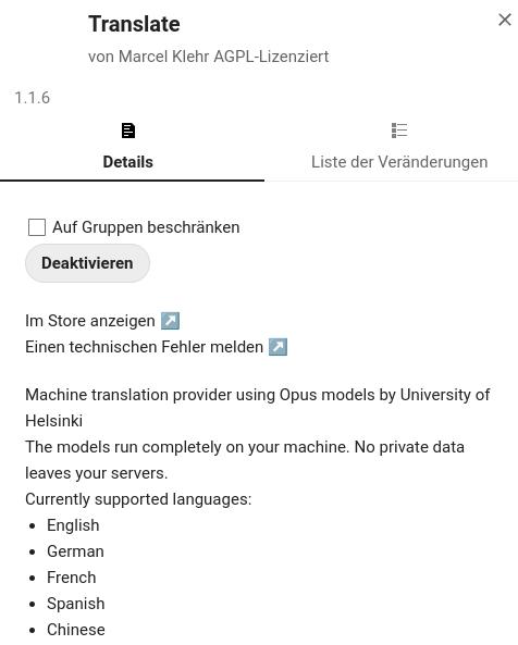 Translate – die App für die Übersetzung in der Nextcloud