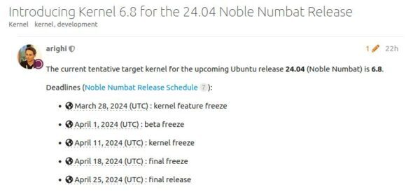 Ubuntu 24.04 LTS wir Linux.Kernel 6.8 erhalten
