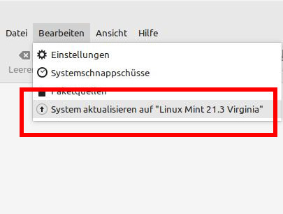 Upgrade auf Linux Mint 21.3 starten