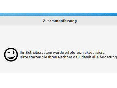 Betriebssystem erfolgreich aktualisiert