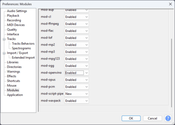 OpenVINO – KI-Tools für Audacity (Quelle: github.com)