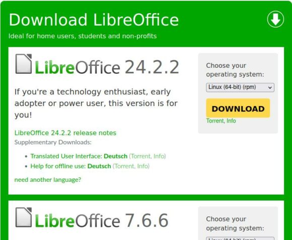 LibreOffice 24.2.2 und 7.6.6 sind verfügbar