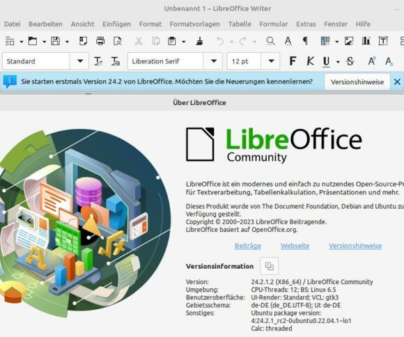 LibreOffice 24.2.1 ist gestartet