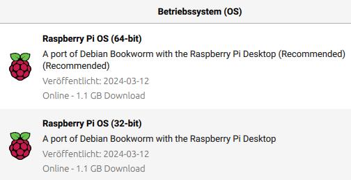 Die neueste Version von Raspberry Pi OS ist auch via Imager erhältlich