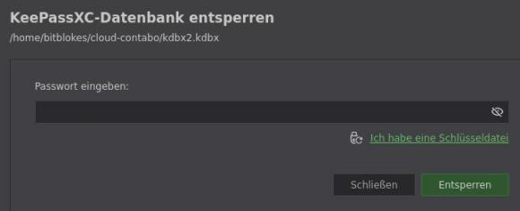 Vereinfachtes Entsperren der Datenbank in KeePassXC 2.7.7