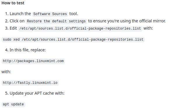 Teste die neuen und schnelleren Repos von Linux Mint via Fastly