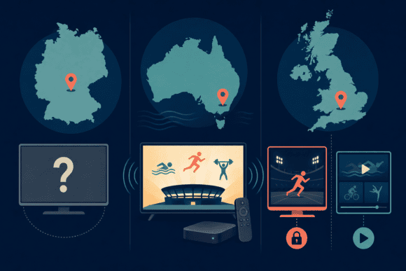 Übersicht der bestätigten Commonwealth-Games-Sender in Deutschland, Australien und Großbritannien