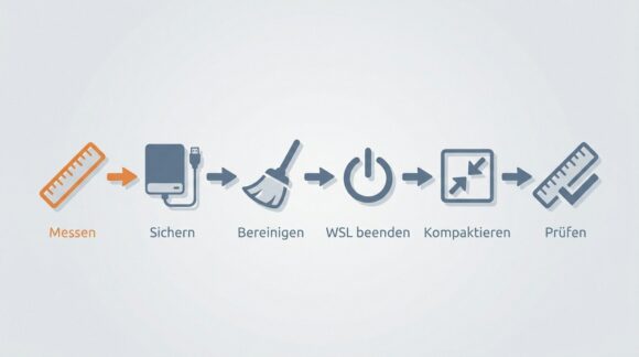 Prüfreihenfolge vom Messen über Sicherung und Bereinigung bis zur Kompaktierung und Kontrolle